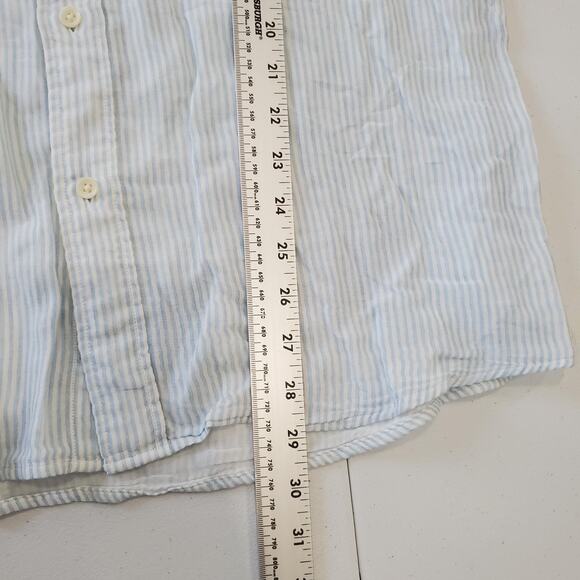 Faherty Shirt Mens Large Blue Striped Short Sleeve Button Down Organic Cotton - Picture 5 of 9